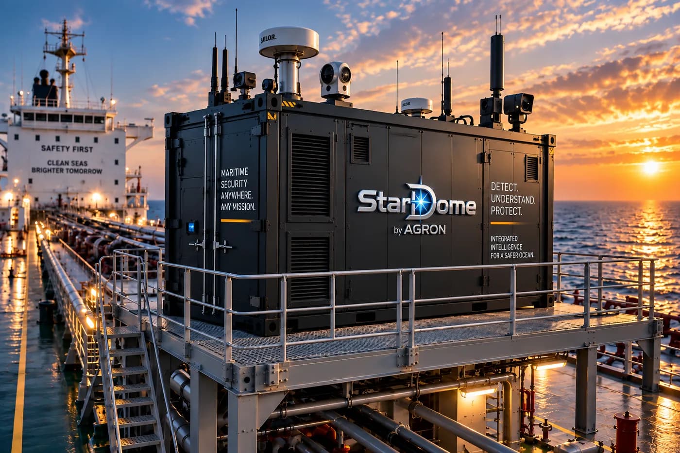 Compact StarDome by AGRON shelter on a ship deck
